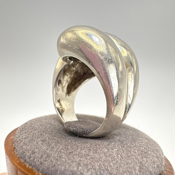 VTG Solid Sterling Silver 925 Puffed Spiral Swirl Design Band Ring Size 7.75 - Picture 9 of 13